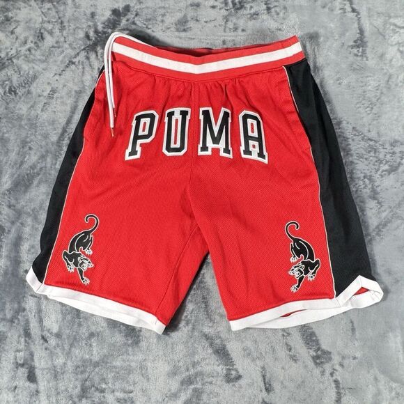 Puma Sz L Last Dayz Mesh SEWN Logos Shorts High Risk Red TL40125NWT Men - Picture 2 of 11